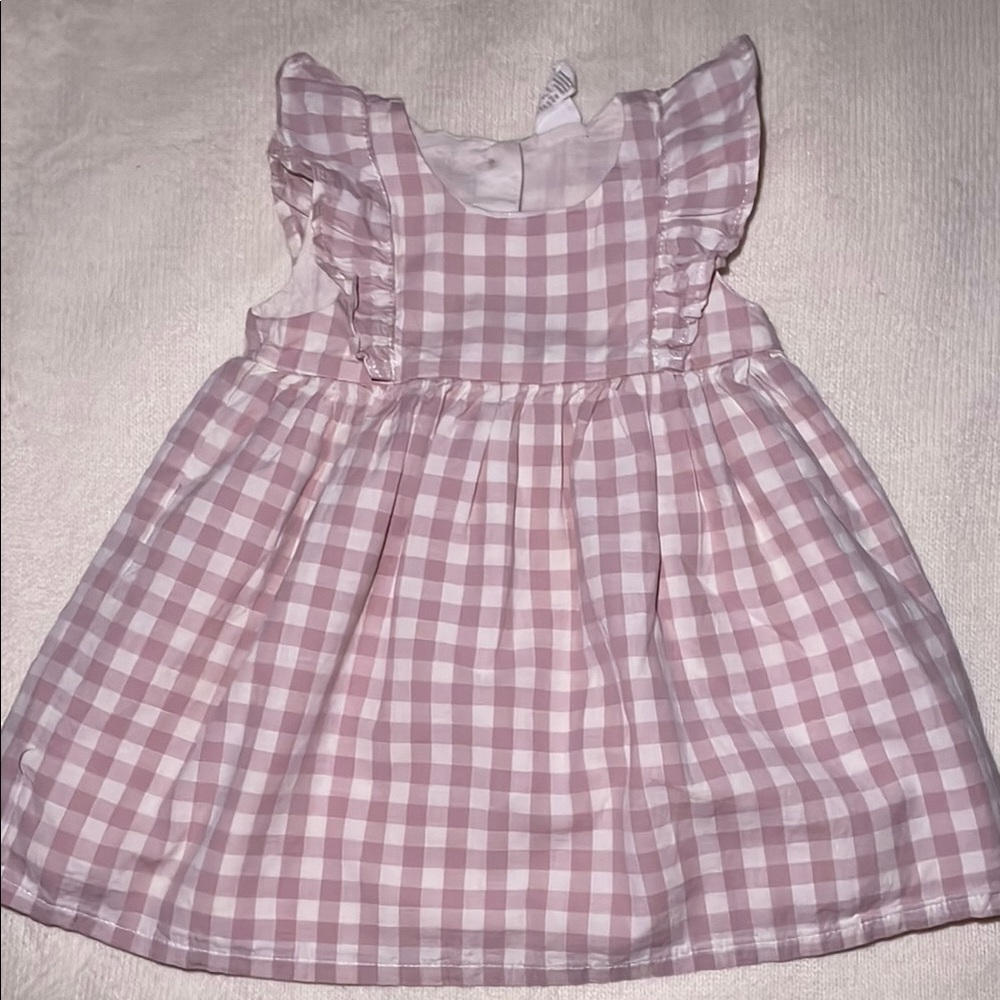 H&M Pink and White Ruffled Smocked Sundress